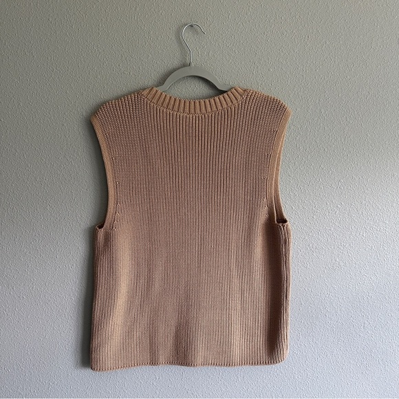Talbots Tan Cotton Blend V-Neck Sweater Vest - Picture 6 of 8